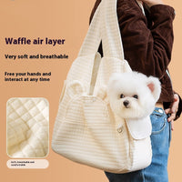 HKM-0171069 Pet Diaper Bag Soft Square Plaid Cross Chest Backpack for Dogs and Cats
