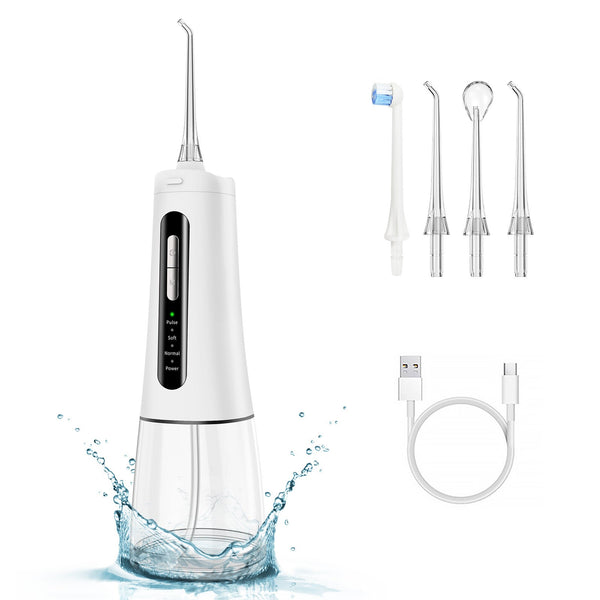 HKM-017171 Minimalist Rechargeable Oral Irrigator with 300ml Capacity and Replaceable Nozzles