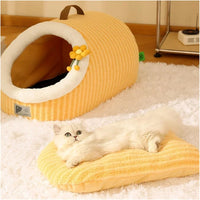 HKM-0172093 Cozy Soft Cat Bed Cave with Removable Washable Pillow for Indoor Cats