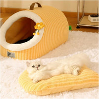 HKM-0172093 Cozy Soft Cat Bed Cave with Removable Washable Pillow for Indoor Cats