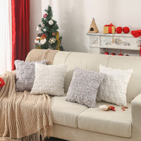 HKM-017235 Modern Minimalist Plush Sofa Pillow Covers - Solid Color 45x45cm, Various Designs