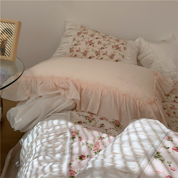 HKM-017235 Romantic Floral Pure Cotton 15 Bed Four-Piece Bedding Set for 1.5m Beds