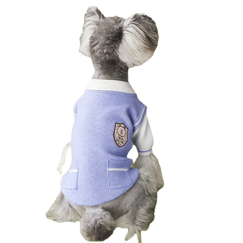 HKM-0172605 Casual Knit Two-Piece Sweater for Small Dogs, Soft Wool Outfit for Pomeranians