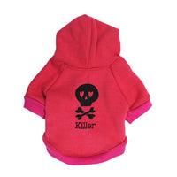 HKM-0172989 Hooded Pet T-Shirt Costume for Dogs with Black Skull Design, Fleece Material, Sizes XS to XXL
