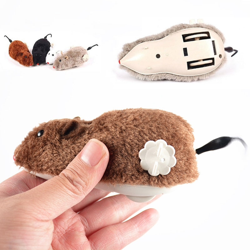 HKM-0175421 Plush Clockwork Mouse Toy for Cats and Dogs – Interactive Plush Playing Companion