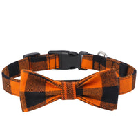 HKM-0176573 Plaid Dog Collar and Triangle Bib Set for Comfortable Pet Wear