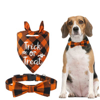 HKM-0176573 Plaid Dog Collar and Triangle Bib Set for Comfortable Pet Wear