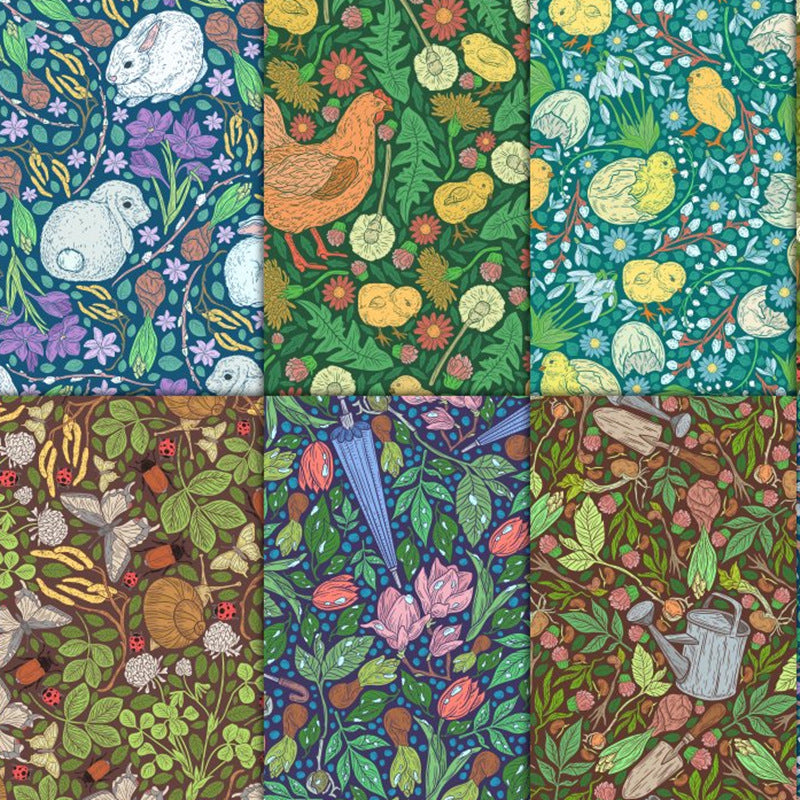 HKM-017747 Cotton Muslin Nordic Retro Print Fabric - 1 Yard (90cm x 110cm)