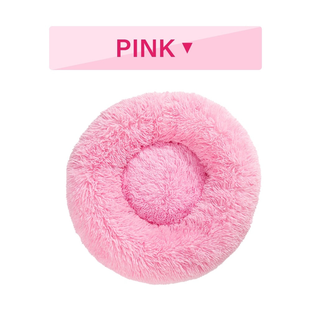 HKM-0177853 Fluffy Donut Dog Bed – Soft Plush Pet Cushion for Cats and Dogs in Multiple Sizes