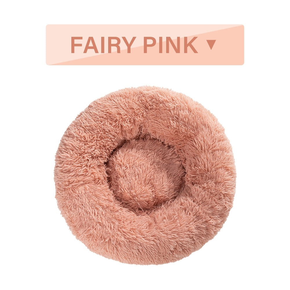 HKM-0177853 Fluffy Donut Dog Bed – Soft Plush Pet Cushion for Cats and Dogs in Multiple Sizes