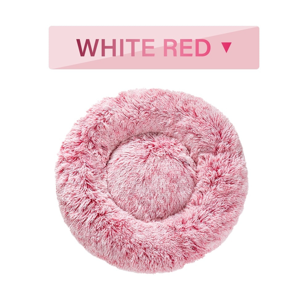 HKM-0177853 Fluffy Donut Dog Bed – Soft Plush Pet Cushion for Cats and Dogs in Multiple Sizes