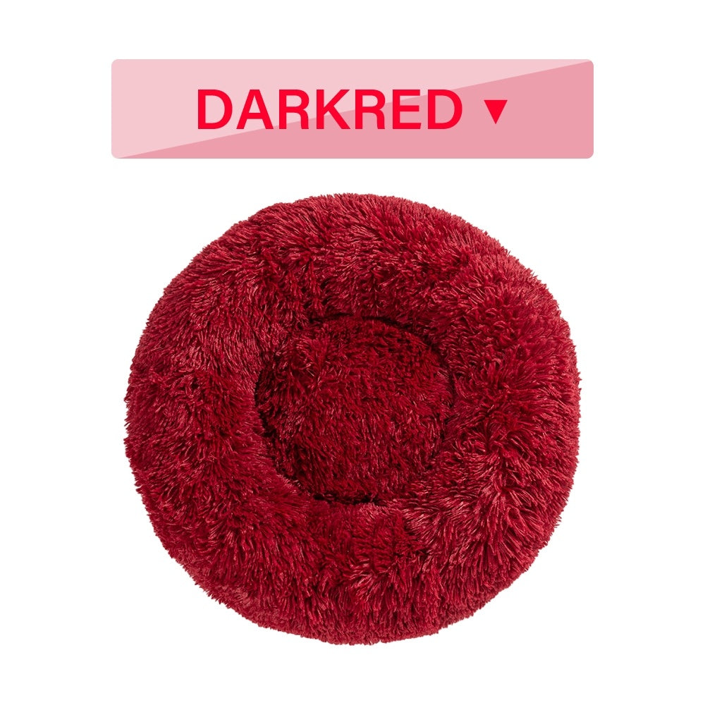 HKM-0177853 Fluffy Donut Dog Bed – Soft Plush Pet Cushion for Cats and Dogs in Multiple Sizes