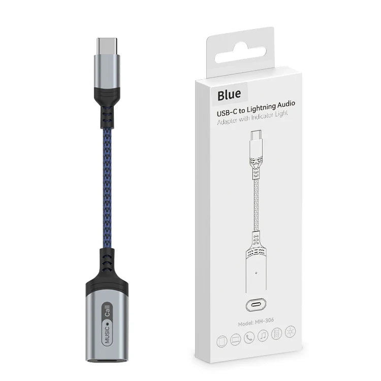 HKM-017811 Type C to Lightning Headphone Jack Adapter for iPhone 15, 15 Pro, MacBook, iPad