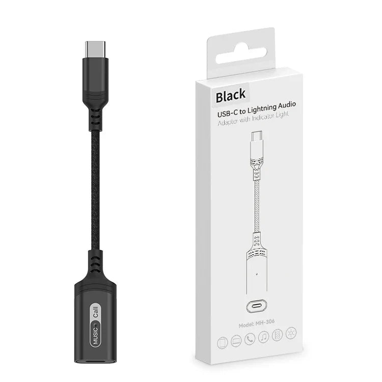 HKM-017811 Type C to Lightning Headphone Jack Adapter for iPhone 15, 15 Pro, MacBook, iPad