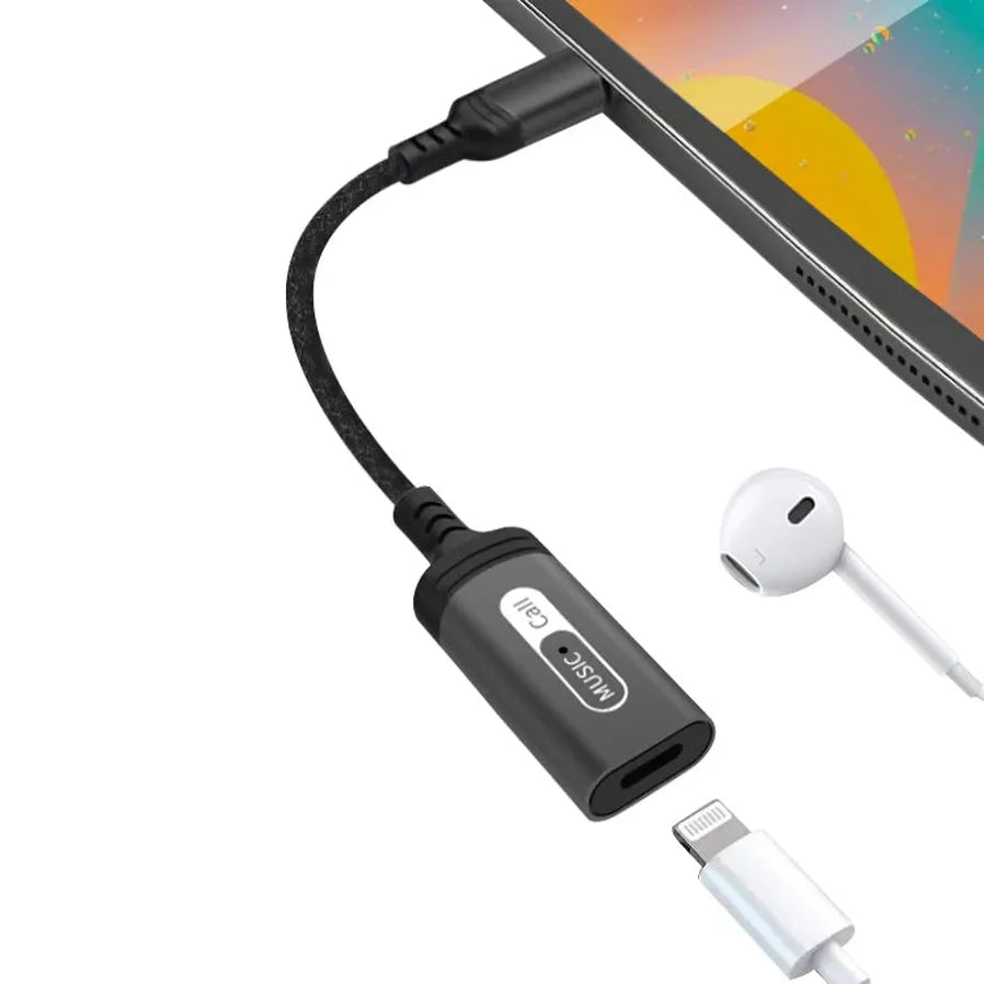 HKM-017811 Type C to Lightning Headphone Jack Adapter for iPhone 15, 15 Pro, MacBook, iPad
