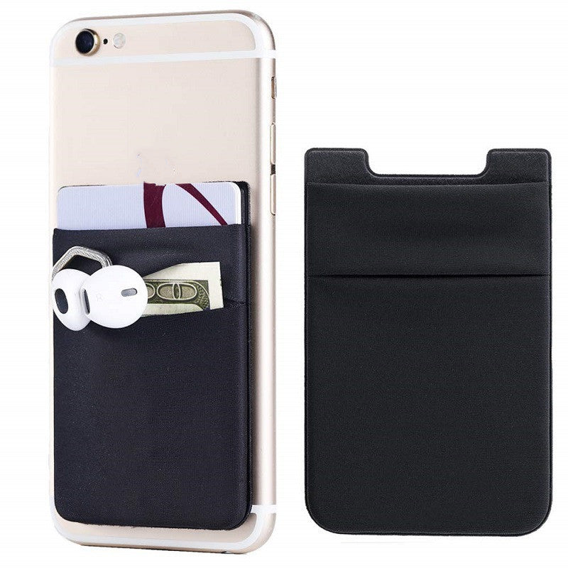 HKM-018003 Black Lycra Adhesive Card Holder for Mobile Phones - Stylish and Durable Accessory