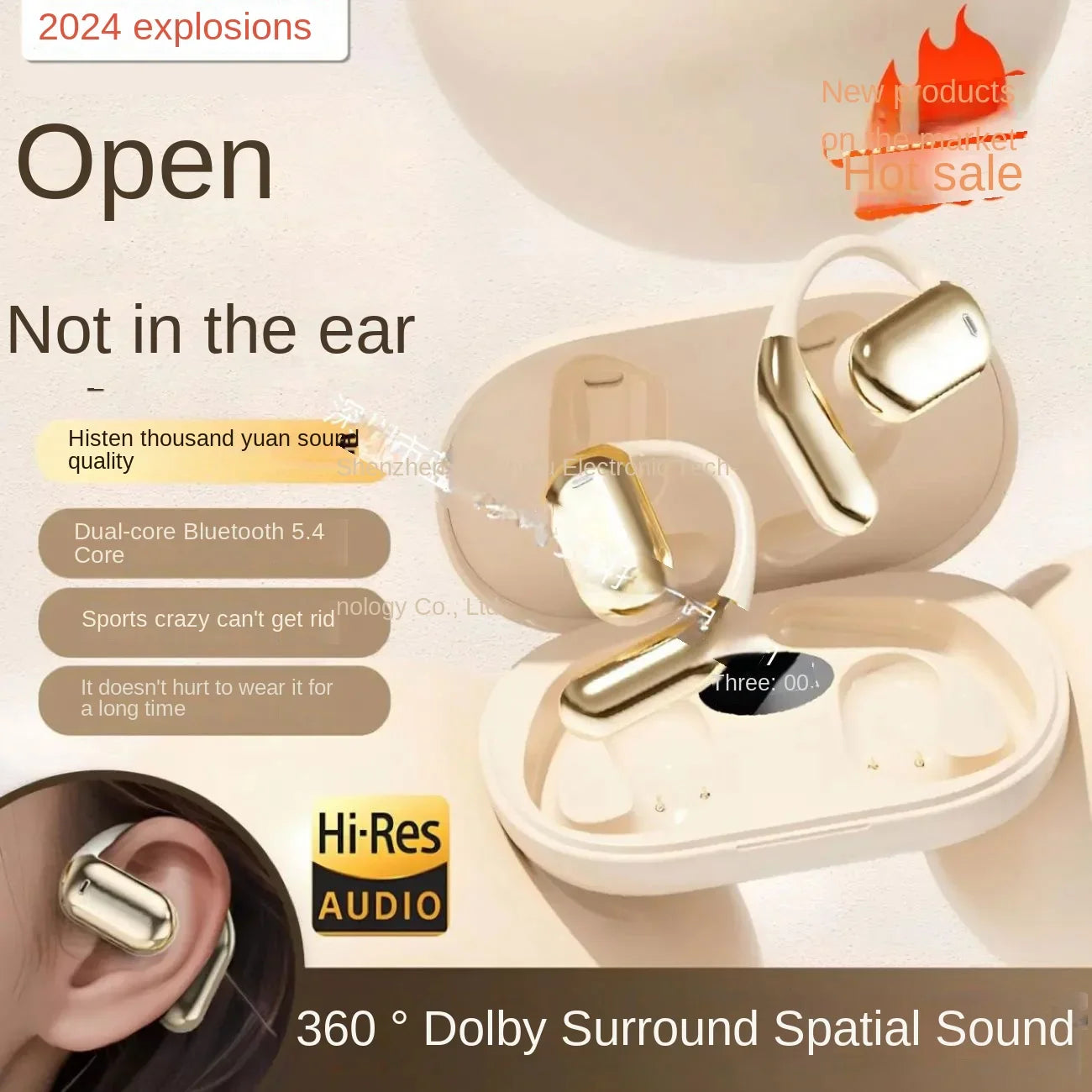 HKM-018067 Open Ear Wireless Bluetooth Headset with Long Battery Life for Sports Activities