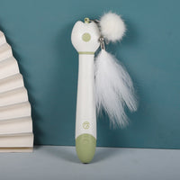 HKM-0181181 Telescopic Laser Cat Teaser Stick with Plush Feather and Ball