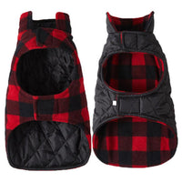 HKM-018131 Pet Thick Checks Reversible Vest in Black and Red Plaid - Available in S, M, L Sizes