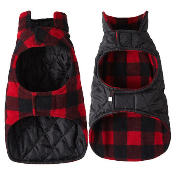 HKM-018131 Pet Thick Checks Reversible Vest in Black and Red Plaid - Available in S, M, L Sizes