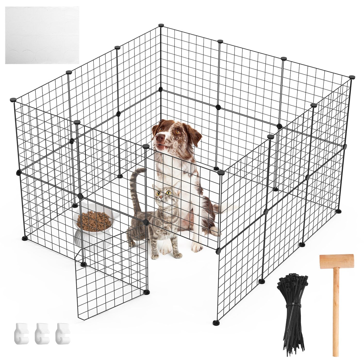 HKM-0183997 Durable Metal Animal Playpen with Door for Small to Medium Pets - Indoor & Outdoor Use, Easy Setup, Rustproof Design