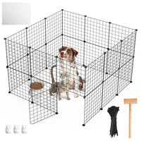 HKM-0183997 Durable Metal Animal Playpen with Door for Small to Medium Pets - Indoor & Outdoor Use, Easy Setup, Rustproof Design