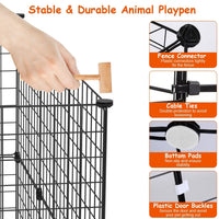 HKM-0183997 Durable Metal Animal Playpen with Door for Small to Medium Pets - Indoor & Outdoor Use, Easy Setup, Rustproof Design