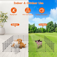 HKM-0183997 Durable Metal Animal Playpen with Door for Small to Medium Pets - Indoor & Outdoor Use, Easy Setup, Rustproof Design