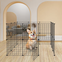 HKM-0183997 Durable Metal Animal Playpen with Door for Small to Medium Pets - Indoor & Outdoor Use, Easy Setup, Rustproof Design