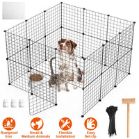 HKM-0183997 Durable Metal Animal Playpen with Door for Small to Medium Pets - Indoor & Outdoor Use, Easy Setup, Rustproof Design