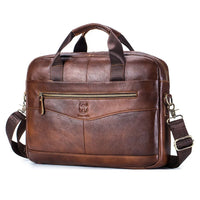 HKM-018451 Fireproof Adjustable Leather Briefcase for Men - Versatile Laptop and Shoulder Bag