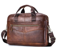 HKM-018451 Fireproof Adjustable Leather Briefcase for Men - Versatile Laptop and Shoulder Bag