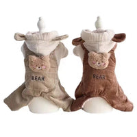 HKM-0184765 Thick Fleece-Lined Four-Legged Overalls for Pets in Light and Dark Brown