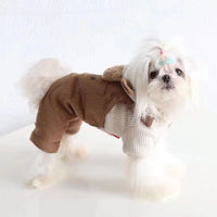 HKM-0184765 Thick Fleece-Lined Four-Legged Overalls for Pets in Light and Dark Brown