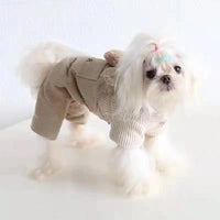 HKM-0184765 Thick Fleece-Lined Four-Legged Overalls for Pets in Light and Dark Brown