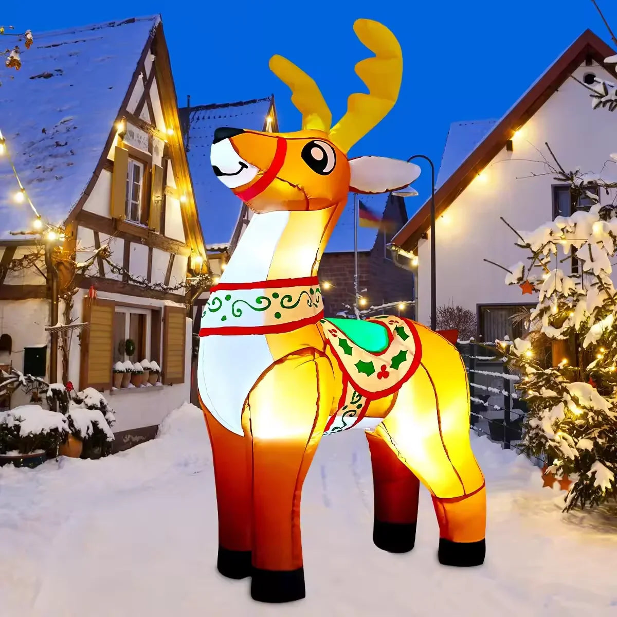 HKM-018515 6 FT Inflatable Reindeer Holiday Decoration with LED Lights for Outdoor Christmas Decor