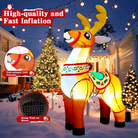 HKM-018515 6 FT Inflatable Reindeer Holiday Decoration with LED Lights for Outdoor Christmas Decor