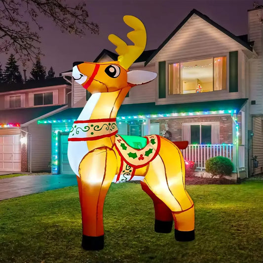 HKM-018515 6 FT Inflatable Reindeer Holiday Decoration with LED Lights for Outdoor Christmas Decor