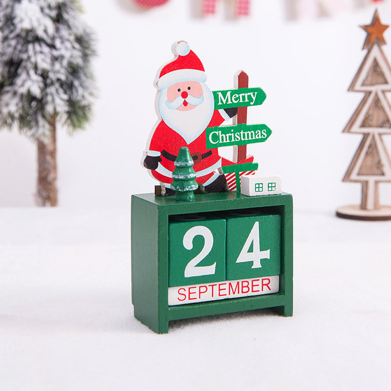 HKM-018515 Christmas Wooden Calendar Scene Decoration Toy - Single Pack
