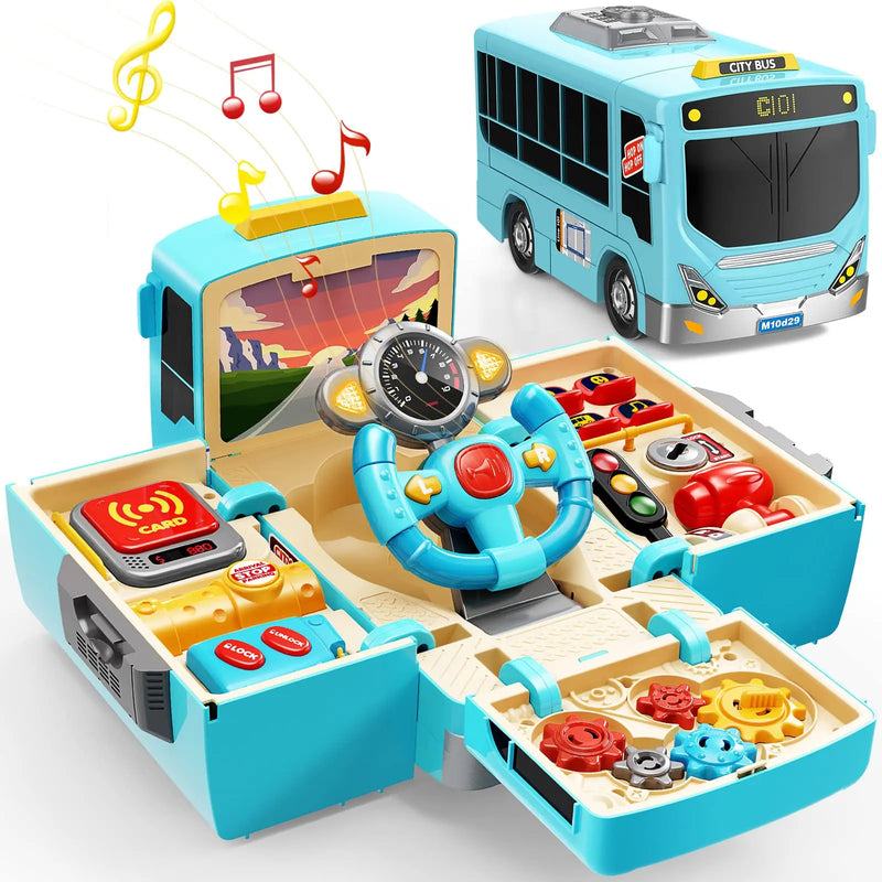 HKM-018707 Driving Simulation School Bus Toy for Pretend Play – Ages 5 to 13, Plastic Model