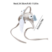 HKM-0187581 Cat Head Teaser Toy with Adjustable Strap, Soft Fabric and Plush Dinosaur Design for Indoor Play