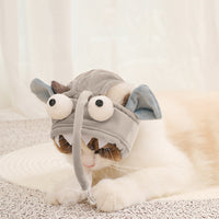HKM-0187581 Cat Head Teaser Toy with Adjustable Strap, Soft Fabric and Plush Dinosaur Design for Indoor Play