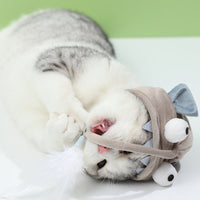 HKM-0187581 Cat Head Teaser Toy with Adjustable Strap, Soft Fabric and Plush Dinosaur Design for Indoor Play