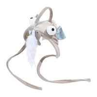 HKM-0187581 Cat Head Teaser Toy with Adjustable Strap, Soft Fabric and Plush Dinosaur Design for Indoor Play