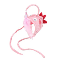 HKM-0187581 Cat Head Teaser Toy with Adjustable Strap, Soft Fabric and Plush Dinosaur Design for Indoor Play