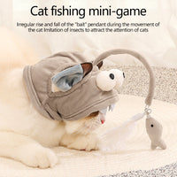 HKM-0187581 Cat Head Teaser Toy with Adjustable Strap, Soft Fabric and Plush Dinosaur Design for Indoor Play