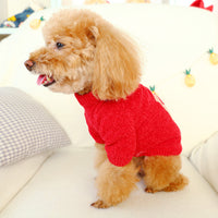 HKM-0188477 Cozy Red and White Checkered Sweater with Floral Design for Pets