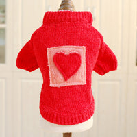 HKM-0188477 Cozy Red and White Checkered Sweater with Floral Design for Pets