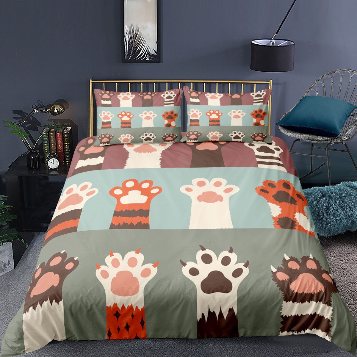HKM-018899 Cartoon Animal Kitten 3D Digital Printing Duvet Cover and Pillowcase Set - Multiple Sizes Available