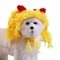 HKM-0190909 Pomeranian Teddy Dog Hand-Crafted Bowknot Headgear in Yellow and Coffee Color